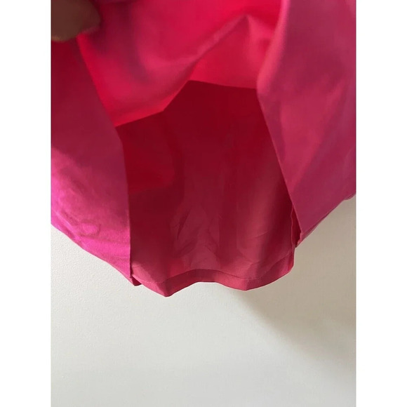 J. Crew Bright Pink Silk Cocktail Mini Dress Women's Sz 8 Barbie Pockets Ruffles - Picture 8 of 16